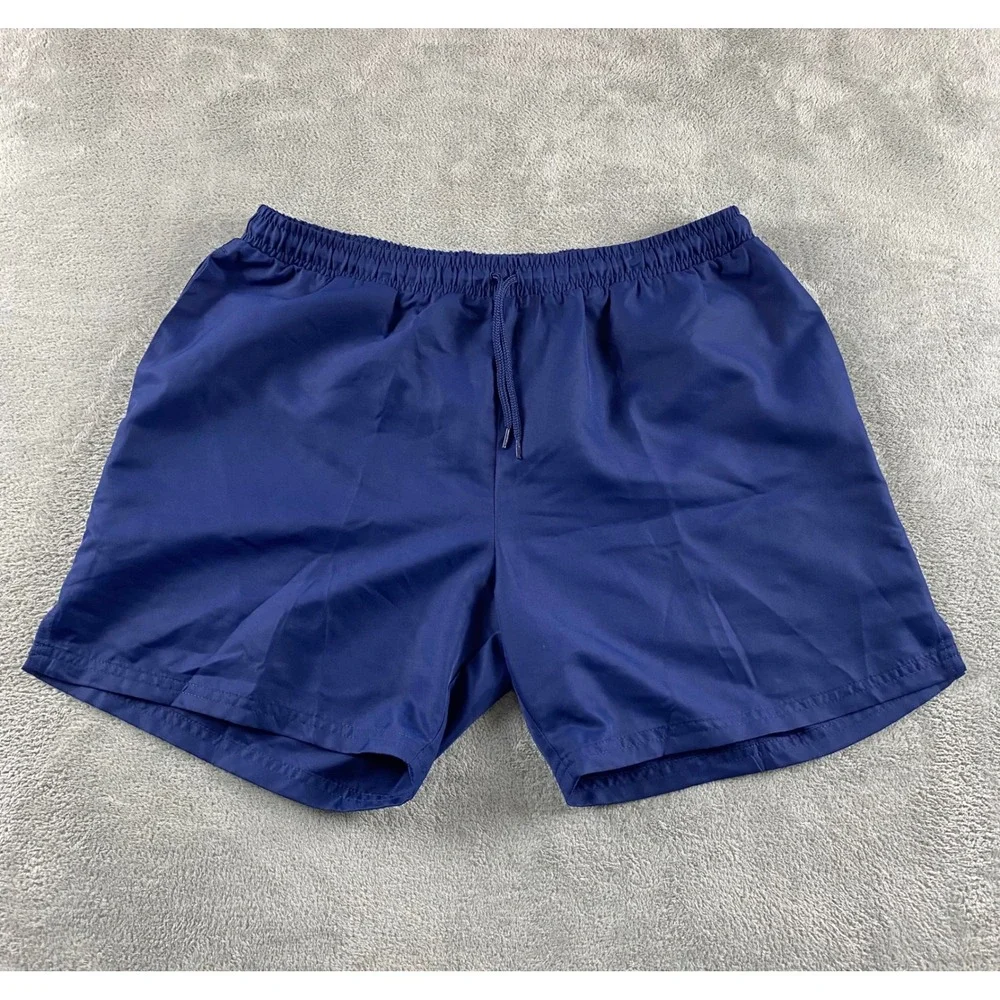 BCG Mens Navy Blue Athletic Gym Shorts Large Elastic Drawstring Waist Solid